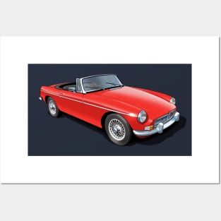 MGB Roadster in flame red Posters and Art